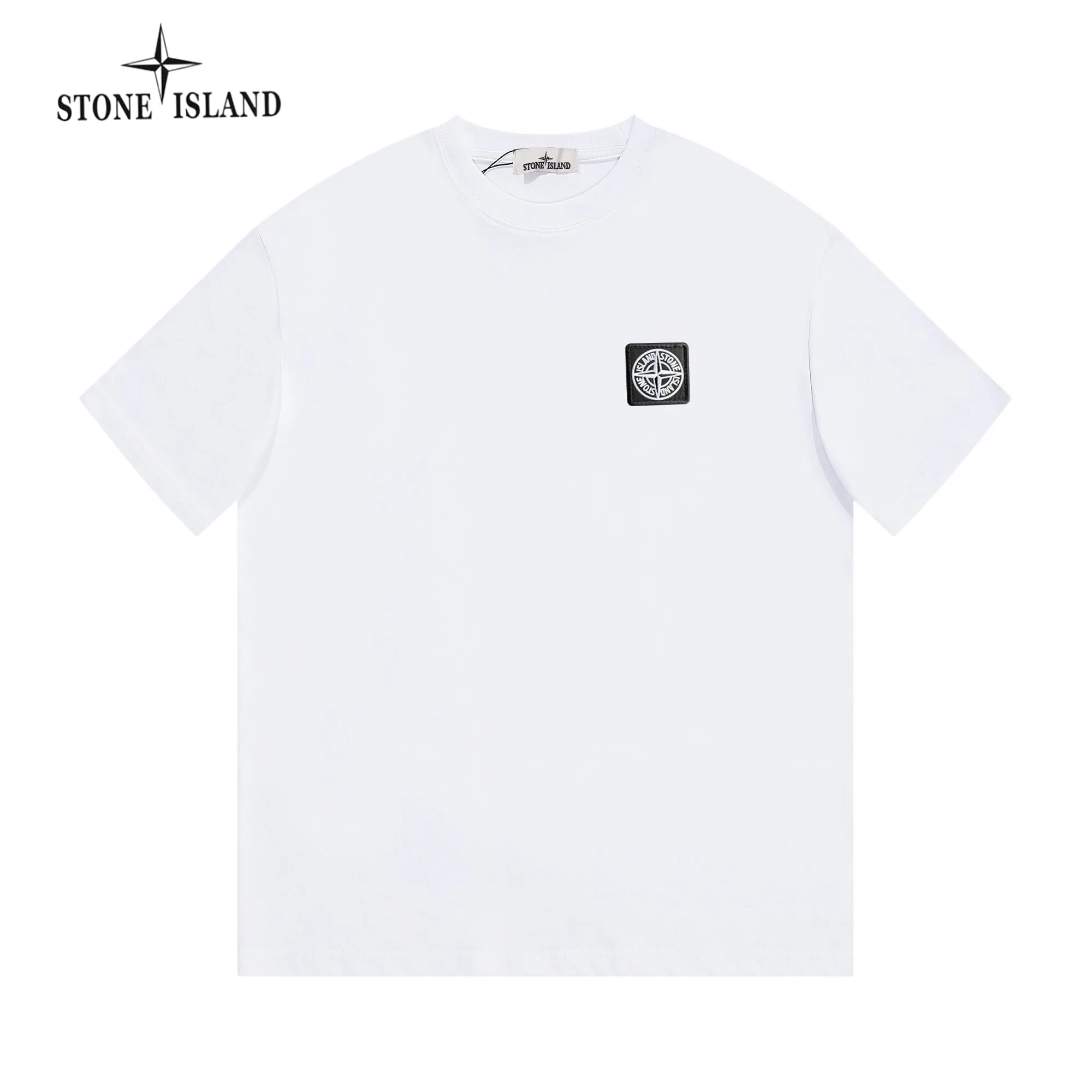 P150 STONE ISLAND Stone Island solid color logo, available at the counter, original order, fashionable and casual round neck short-sleeved T-shirt, the upper body is very unique! Eye-catching and bright, imported original fabric, 🪡 craft letter pattern decorated logo, simple yet fashionable, classic atmosphere, comfortable and breathable, handsome and stylish upper body, 2️⃣ recommended colors, size: S-2XL